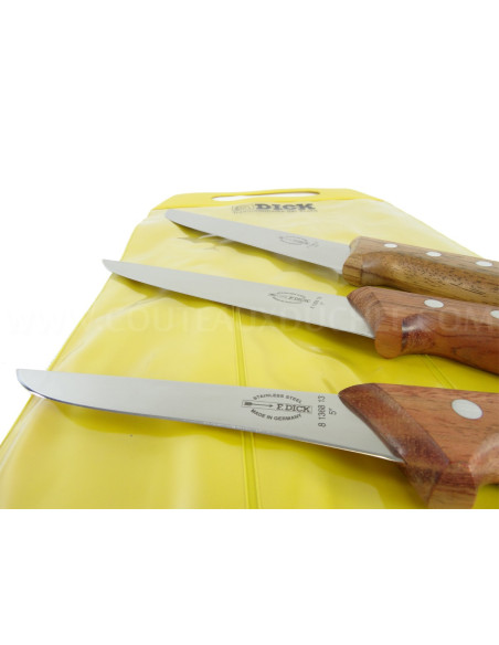 Pochette de 3 couteaux de boucher DICK Bois désosseur+saigner+boucher