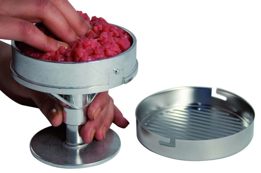 Burgerpresse mit Stößel aus Edelstahl und Aluguss - Durchmesser 10cm