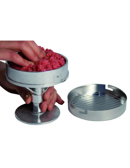 Hamburgerpress med påskjutare i rostfritt stål och gjuten aluminium - Diameter 10cm