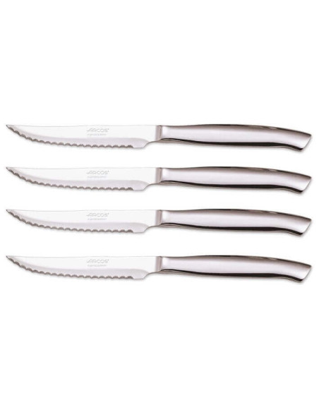 Knivsæt med 4 Arcos-steakknive i rustfrit stål med mikrosav 11 cm