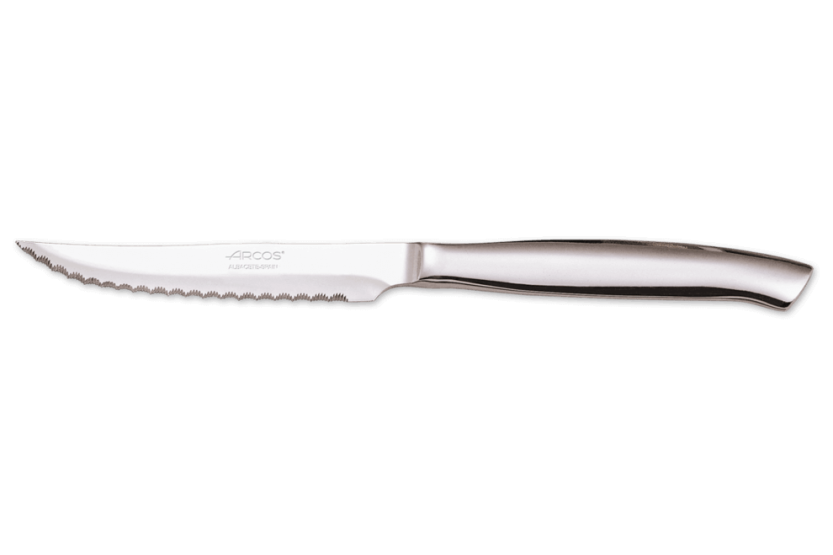 Knivsett med 4 Arcos biffkniver i rustfritt stål med mikrotannsnitt, 11 cm