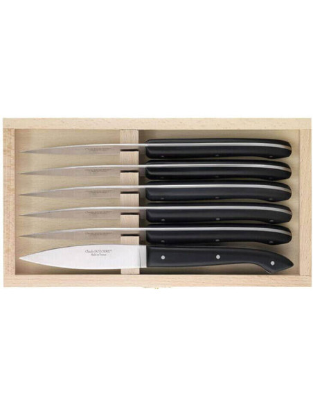 Knivsett med 6 C. DOZORME Capucin glatte kniver svarte håndtak
