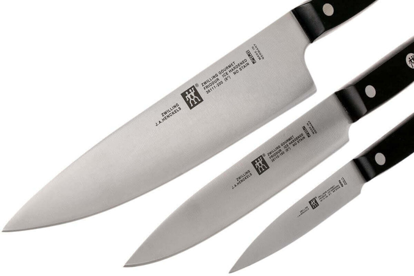 Knivsett med 3 Zwilling Gourmet-kniver: kokk + påleggskniv + spiskniv