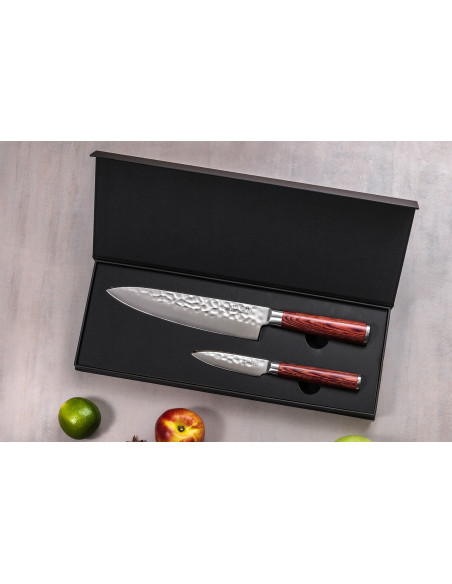 Juego de 2 cuchillos Wusaki Pakka X50 pakkawood Chef + Office