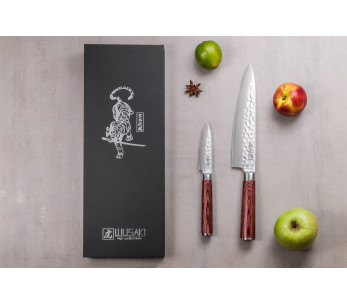 Conjunto de 2 facas Wusaki Pakka X50 pakkawood Chef + Facas de escritório 2