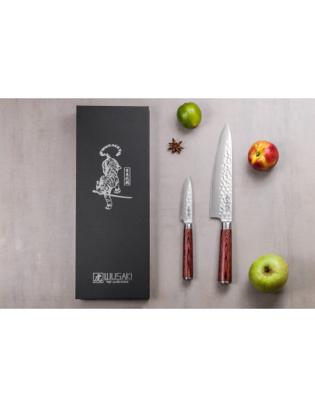 Messerset 2 Messer Wusaki Pakka X50 pakkawood Chef + Office