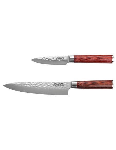 Juego de 2 cuchillos Wusaki Pakka X50 pakkawood Chef + Office