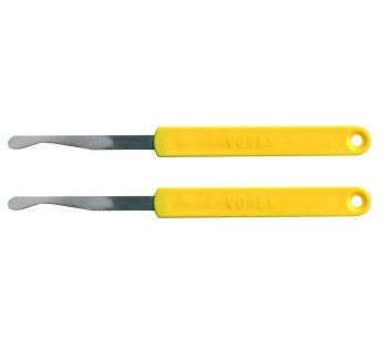 2 cuchillas de panadero , forma de bola, mango amarillo