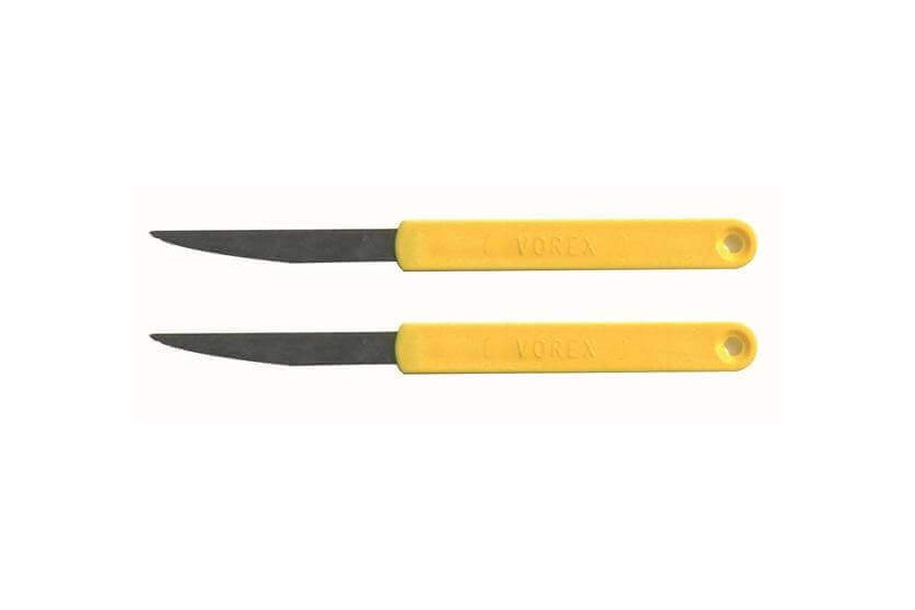 Lame de boulanger inox crantée manche jaune - 2 pièces
