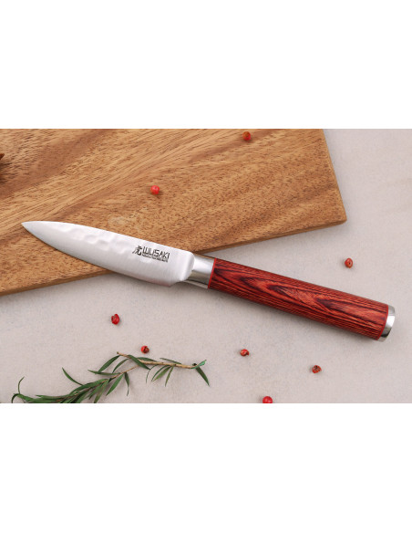 Sett med 2 Wusaki Pakka X50 pakkawood kokkekniver + kontorkniver