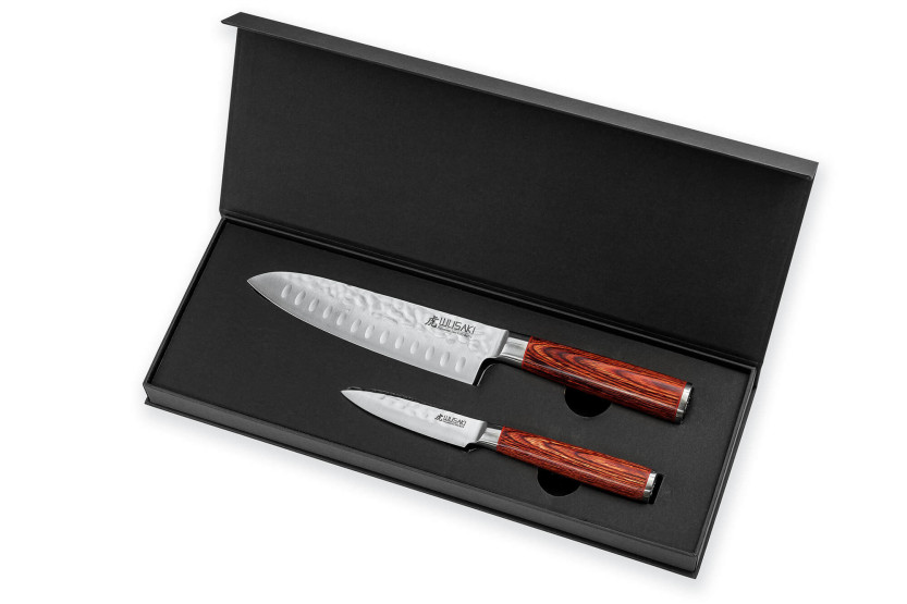 Coffret 2 couteaux Wusaki Pack X50 packwood Santoku + Office