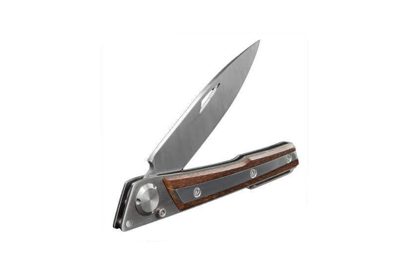 Coltello pieghevole Actilam S4 con lama forgiata e manico in acciaio/ipé da 11 cm