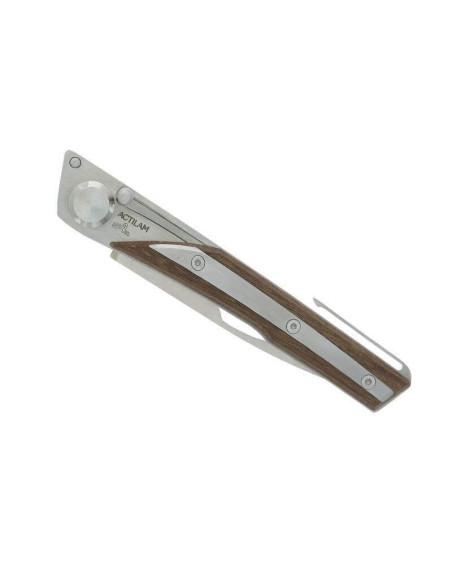Coltello pieghevole Actilam S4 con lama forgiata e manico in acciaio/ipé da 11 cm