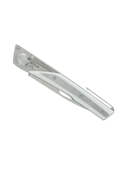 Couteau pliant Actilam S4 lame forgée manche acier/corian blanc 11cm
