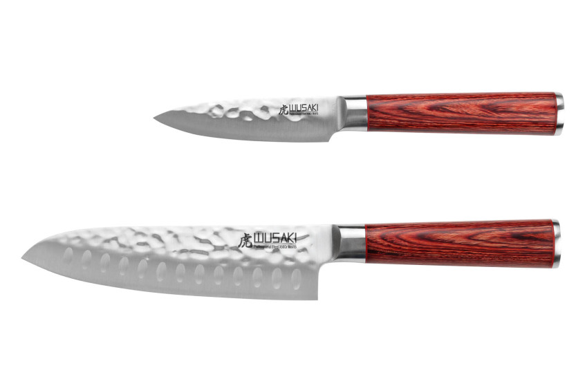 Coffret 2 couteaux Wusaki Pack X50 packwood Santoku + Kontor
