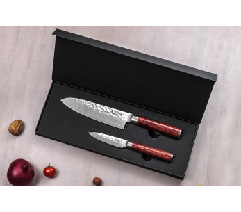 Coffret 2 couteaux Wusaki Pack X50 packwood Santoku + Kontor 2