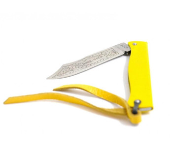 1815.J - Douk-Douk kniv i rustfritt stål med gult skaft 11cm 2