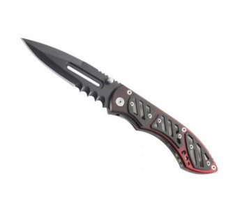 240811 cuchillo de sierra 11cm mango de metal negro/rojo 2