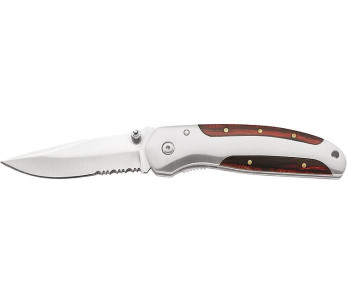 Couteau pliant Herbertz 256410 semi-denté manche inox/pakka 10cm
