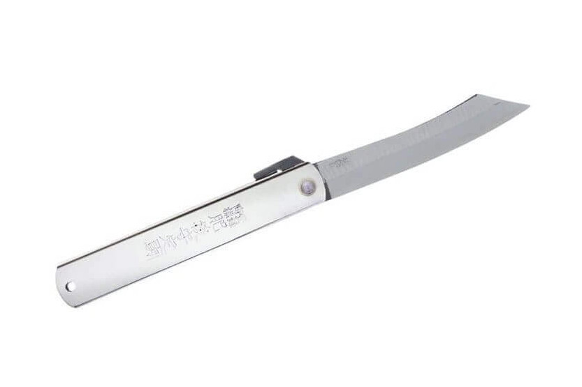 Coltello pieghevole in acciaio al carbonio Higonokami 668 manico in acciaio inciso 12 cm