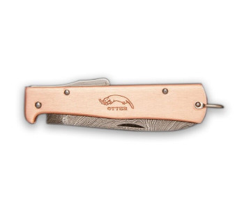 Coltello pieghevole OTTER Mercator, acciaio damasco a 256 strati, manico in rame da 11 cm 2