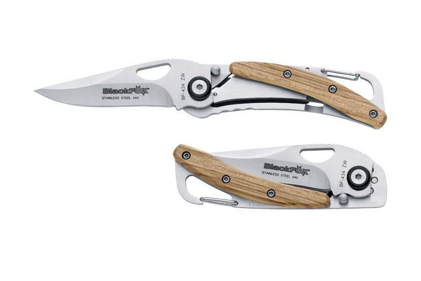 21434 - Svart FOX fällkniv Zebrano karbinhake