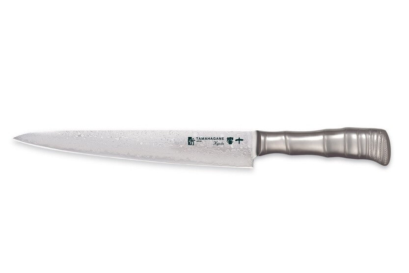 Tamahagane Bamboe Kyoto Japans Trancheermes 24cm VG5 Damascus lemmet
