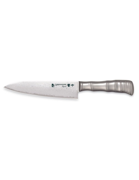 Coltello da chef giapponese Tamahagane Bamboo Kyoto 18cm lama in acciaio damasco VG5