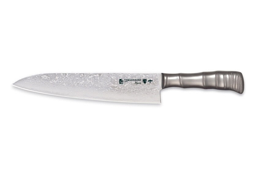 Coltello da chef giapponese Tamahagane Bamboo Kyoto 24cm VG5 Lama in acciaio damasco