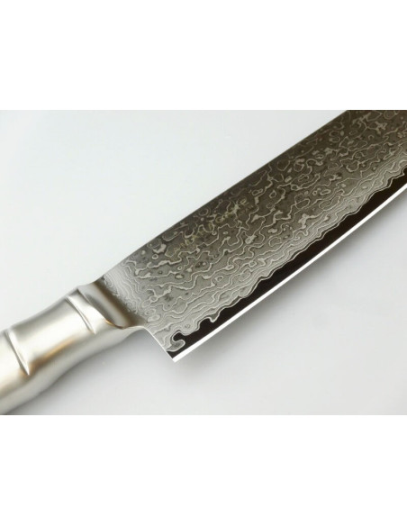 Couteau de chef japonais Tamahagane Bamboo Kyoto lame 24cm acier Damas VG5