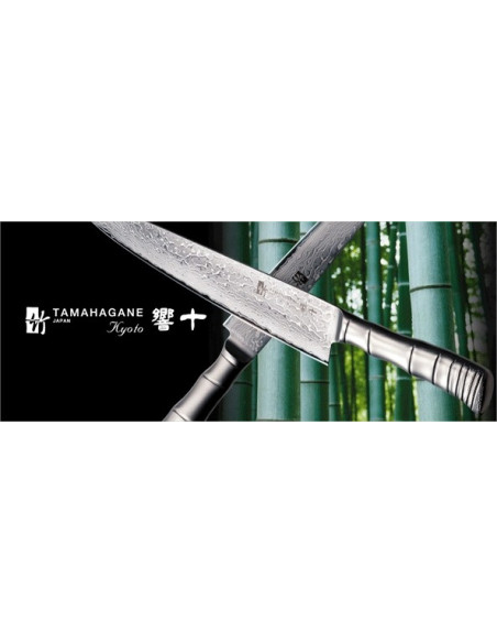 Tamahagane Bamboo Kyoto japanilainen kokkiveitsi 24cm VG5 Damascus terästä terällä