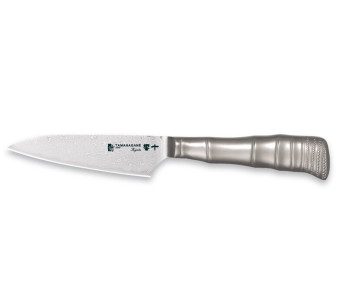 Cuchillo mondador  japonés Tamahagane Bambú Kyoto VG5 Hoja de acero Damasco 9cm