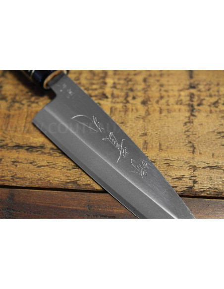 Couteau Kaisaki japonais artisanal JIKKO Betsuuchi lame 12cm en White Steel manche magnolia