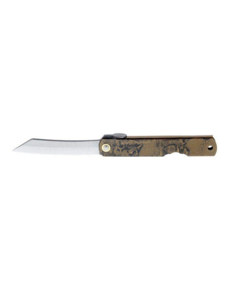 Higonokami 2672 coltello pieghevole in acciaio al carbonio con manico inciso 10 cm marrone