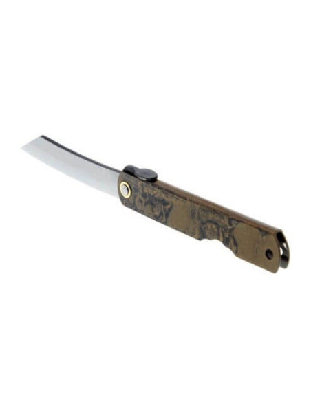 Couteau pliant Higonokami 2671 acier carbone manche gravé 10cm doré
