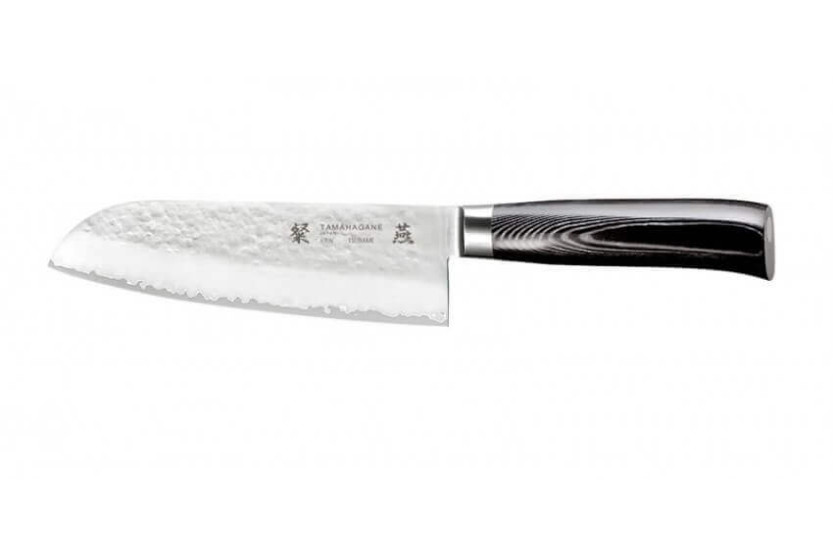 Tamahagane Tsubame japansk santokukniv med hamret blad 17,5 cm i VG5-stål