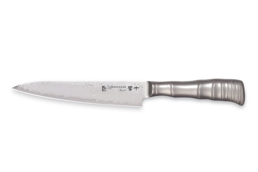 Japanisches Universalmesser Tamahagane Bamboo Kyoto Klinge 15cm Damaszener-Stahl VG5
