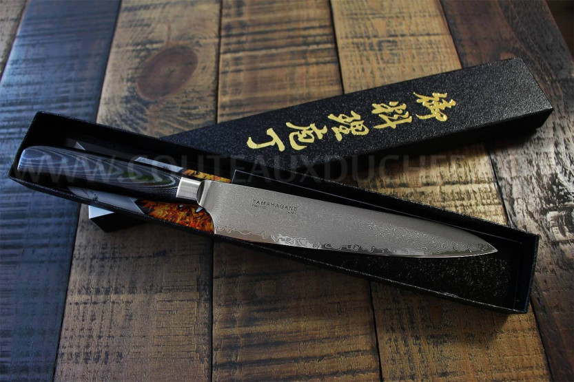 Tamahagane Kyoto Universeelmes Japans Universeelmes 15cm VG5 Damascus lemmet