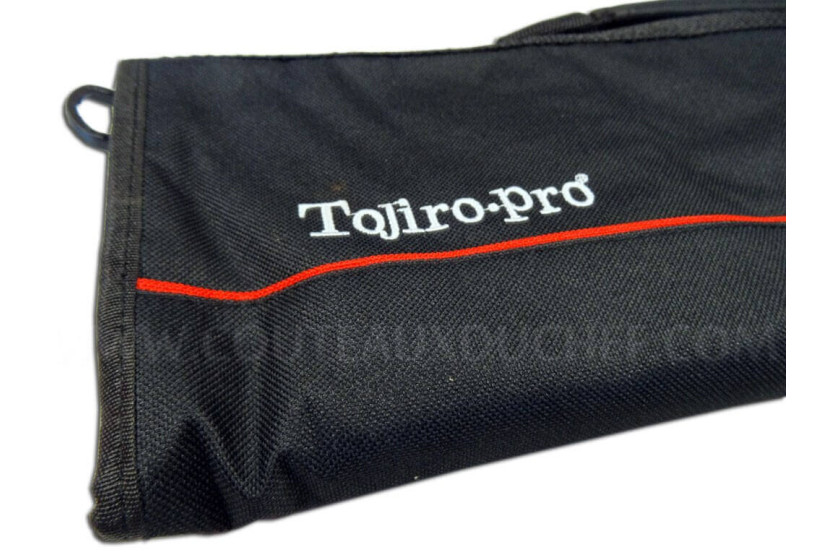Blødt etui til 8 køkkenknive - sort nylon Tojiro