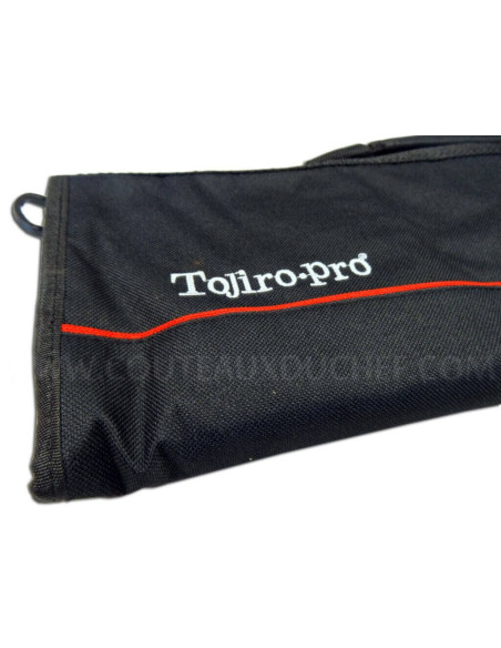 Blødt etui til 8 køkkenknive - sort nylon Tojiro