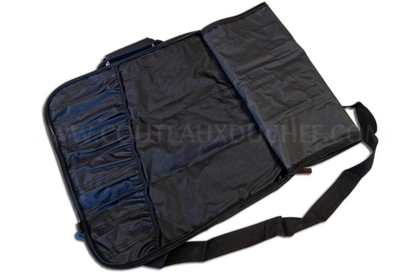 Blødt etui til 8 køkkenknive - sort nylon Tojiro