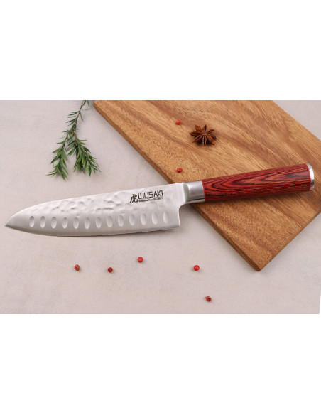 Set med 3 Wusaki Pakka X50 pakkawood Santoku + Universal + Kontorsknivar