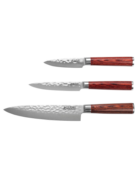 Set med 3 Wusaki Pakka X50 pakkawood Kock + Universal + Kontorsknivar