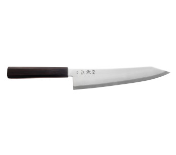 Handcrafted Japanese 22-cm Gyuto Kiritsuke Chef's Knife by Hatsukokoro Kaijin BS2, Ebony