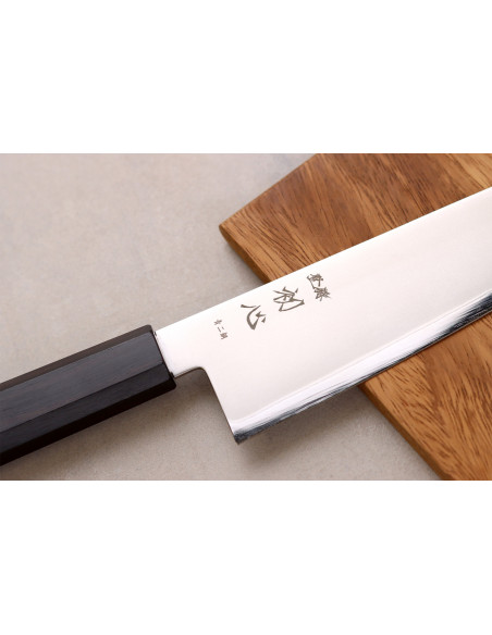 Håndlaget japansk santokukniv, 17 cm, Hatsukokoro Kaijin BS2, ibenholt