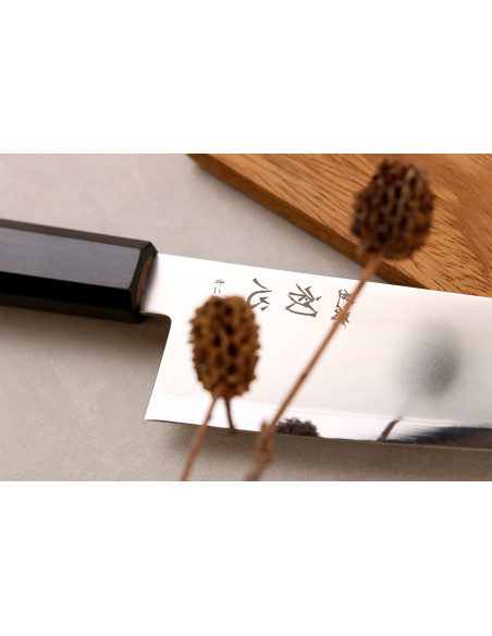 Håndlaget japansk santoku-kniv, 17 cm, Hatsukokoro Kaijin BS2, ibenholt
