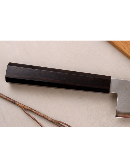 Håndlaget japansk santoku-kniv, 17 cm, Hatsukokoro Kaijin BS2, ibenholt