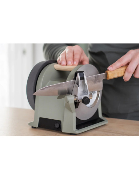 TORMEK T-1 elektrisk slipmaskin, salviagrön, tyst diamantslipskiva