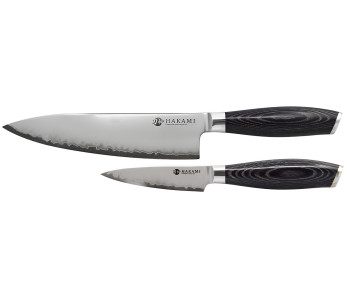 Hakami Ajisai San Mai 2-delers knivsett: Skrellekniv + kokkekniv