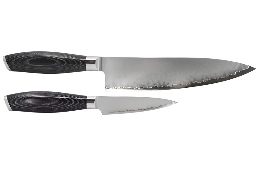 Juego de cuchillos Hakami Ajisai San Mai de 2 piezas: cuchillo de pelar + cuchillo de chef